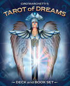 Book cover of 'Tarot of Dreams' with an angelic figure and astrological symbols.