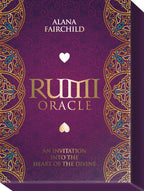 Cover of 'Rumi Oracle' by Alana Fairchild with decorative patterns on a purple background