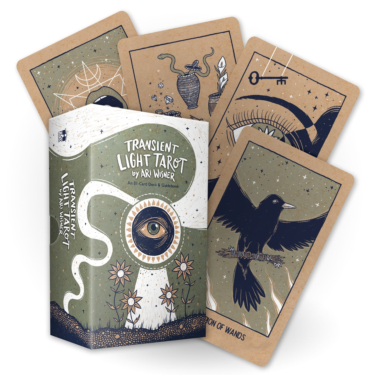 Transient Light Tarot cards with packaging on a white background