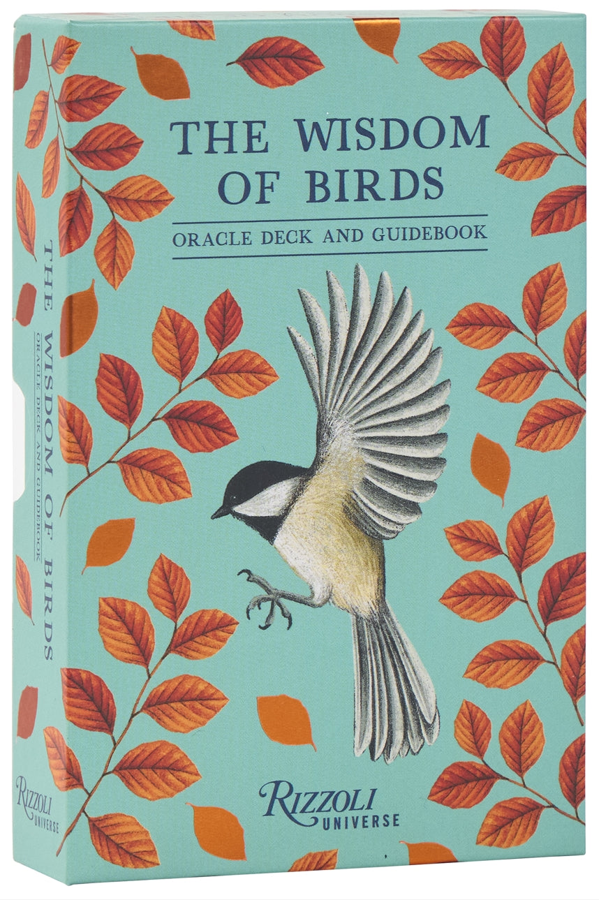 Box for 'The Wisdom of Birds' Oracle Deck and Guidebook with bird illustration and leaf design.