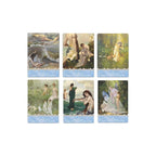 Set of tarot cards with artistic illustrations on a white background