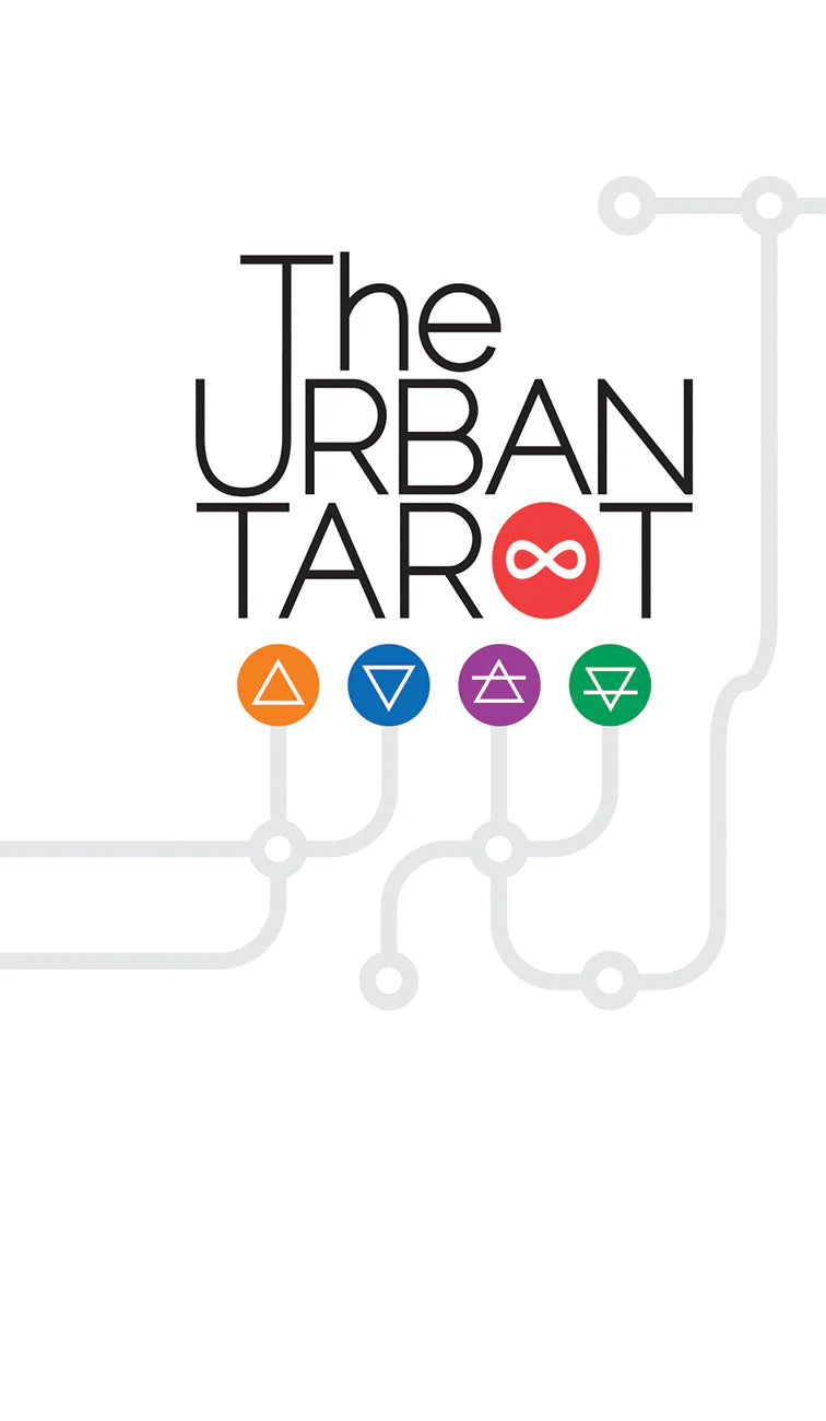 Logo of 'The Urban Tarot' with colorful symbols on a white background