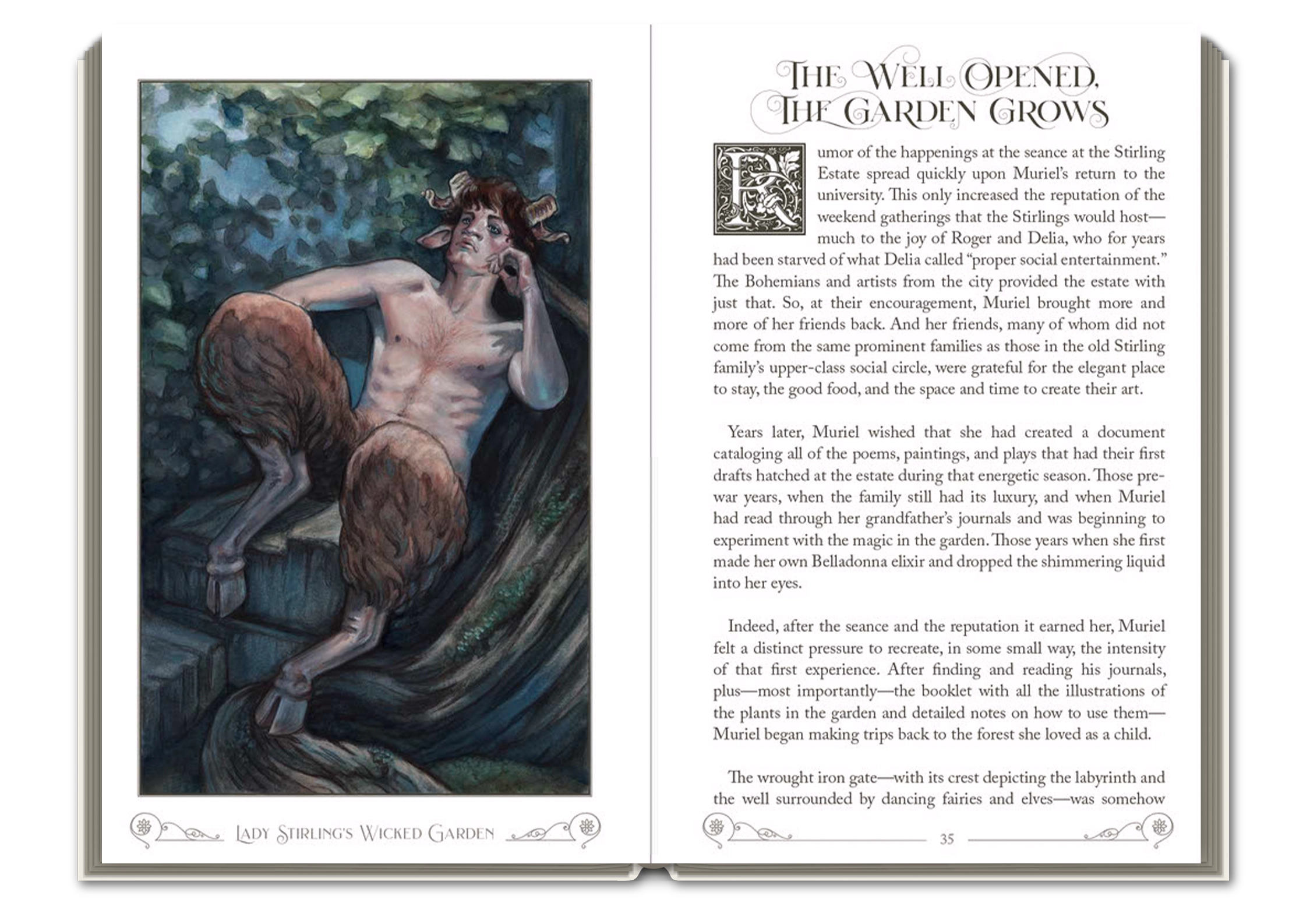 Illustrated book page with a mermaid and text on a white background