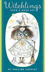 Witchlings deck & book set cover with an illustration of a young witch and text by Paulina Cassidy.