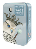 White Sage Tarot card packaging with a bird illustration and blue background