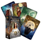 Queen of the Moon Oracle cards with a book titled 'Queen of the Moon Oracle' by Stacy DeMarco.