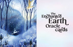 Cover of 'The Enchanted Earth Oracle cards' with a forest scene and owl illustration.