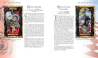 Two tarot card illustrations on a page from a book, with text and decorative elements.