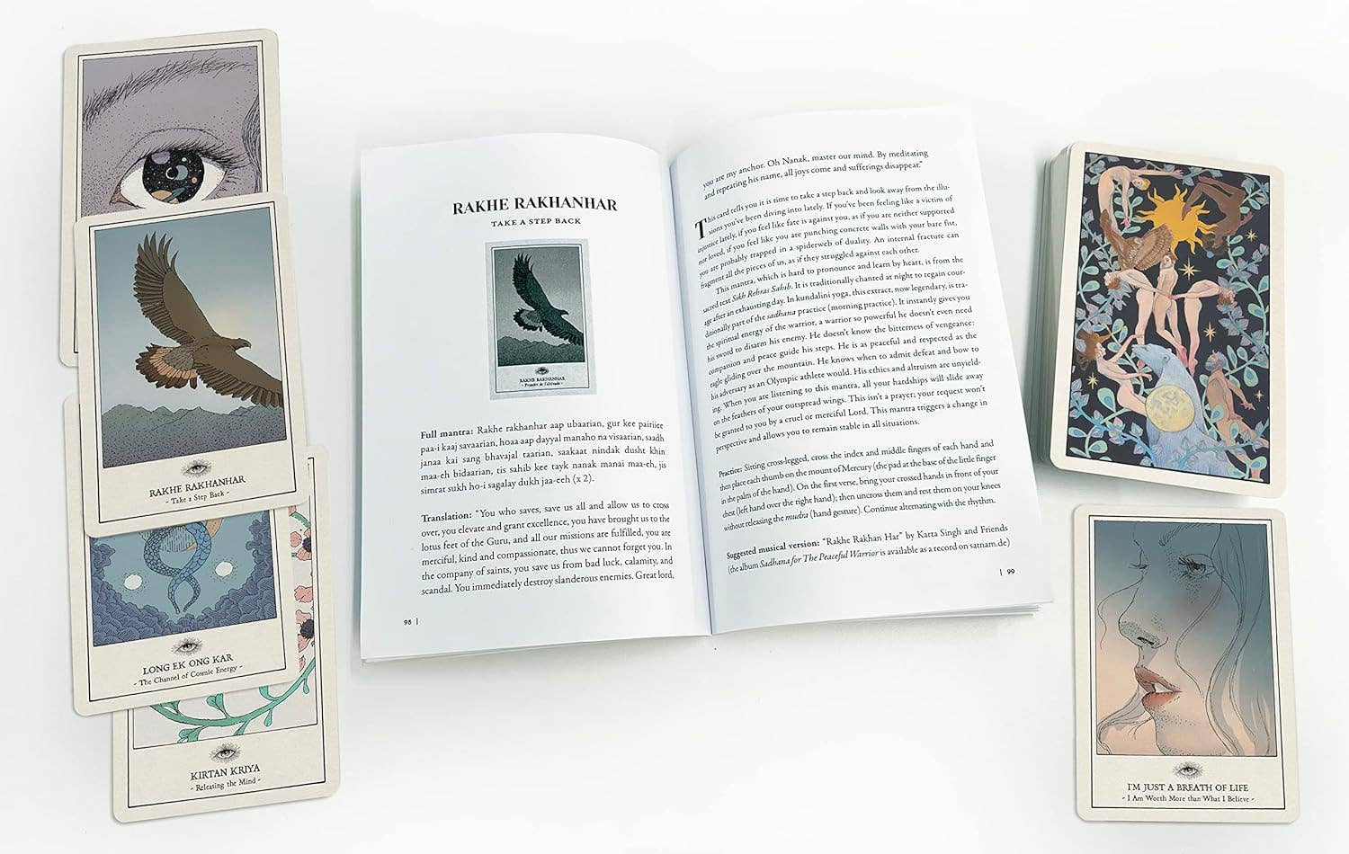 Open book with tarot cards on a white background