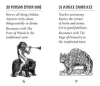 Two pages from a book or document detailing the meanings of 'Purson' and 'Marax', with illustrations of a person on a bear and a creature, and text about their attributes.