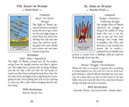 Two tarot cards from a deck, with descriptions and keywords on either side.