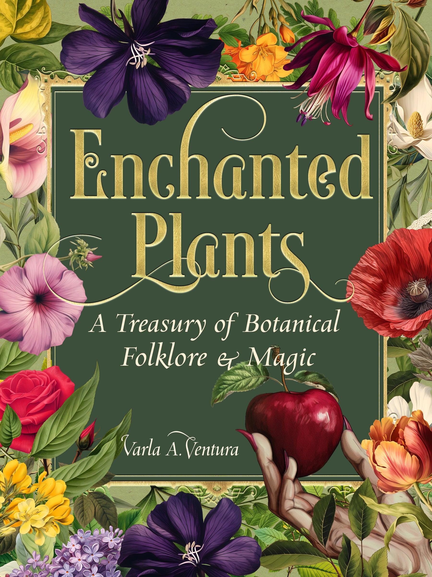 Book cover of 'Enchanted Plants' with floral design and text about botanical folklore and magic.