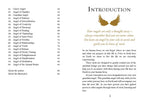 Table of contents and introduction page from a book about angels, with text and angel wings illustration.