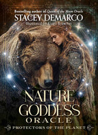 Book cover of 'Nature Goddess Oracle' by Stacey DeMarco with a bear and woman illustration.