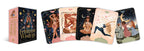 Set of tarot cards with artistic illustrations on a white background