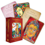 Buddhism Oracle cards with colorful illustrations and a pink case.