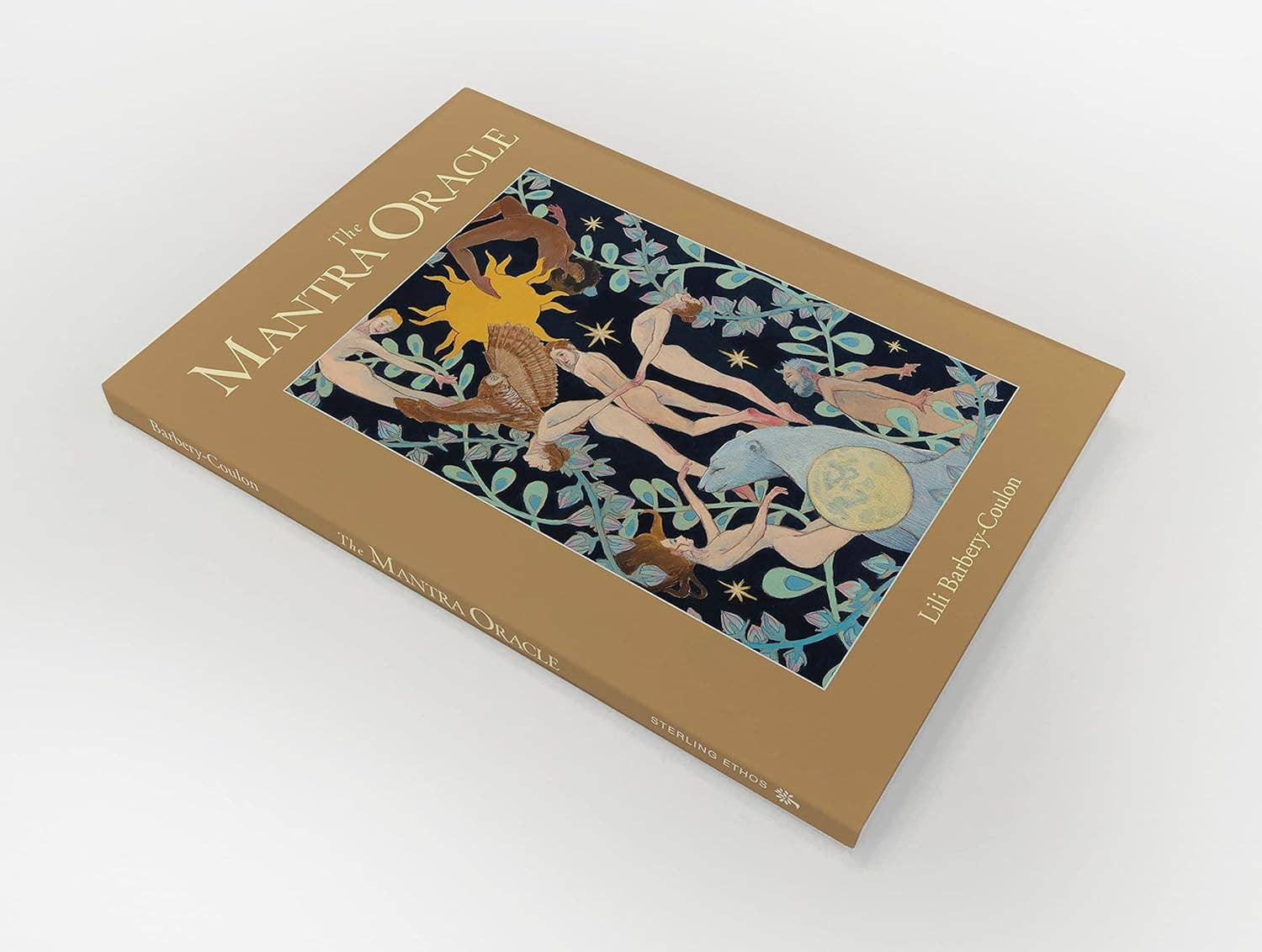 Mantra Oracle card box with artistic design on a white background