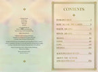 Table of contents for a book with a decorative border on a gradient background