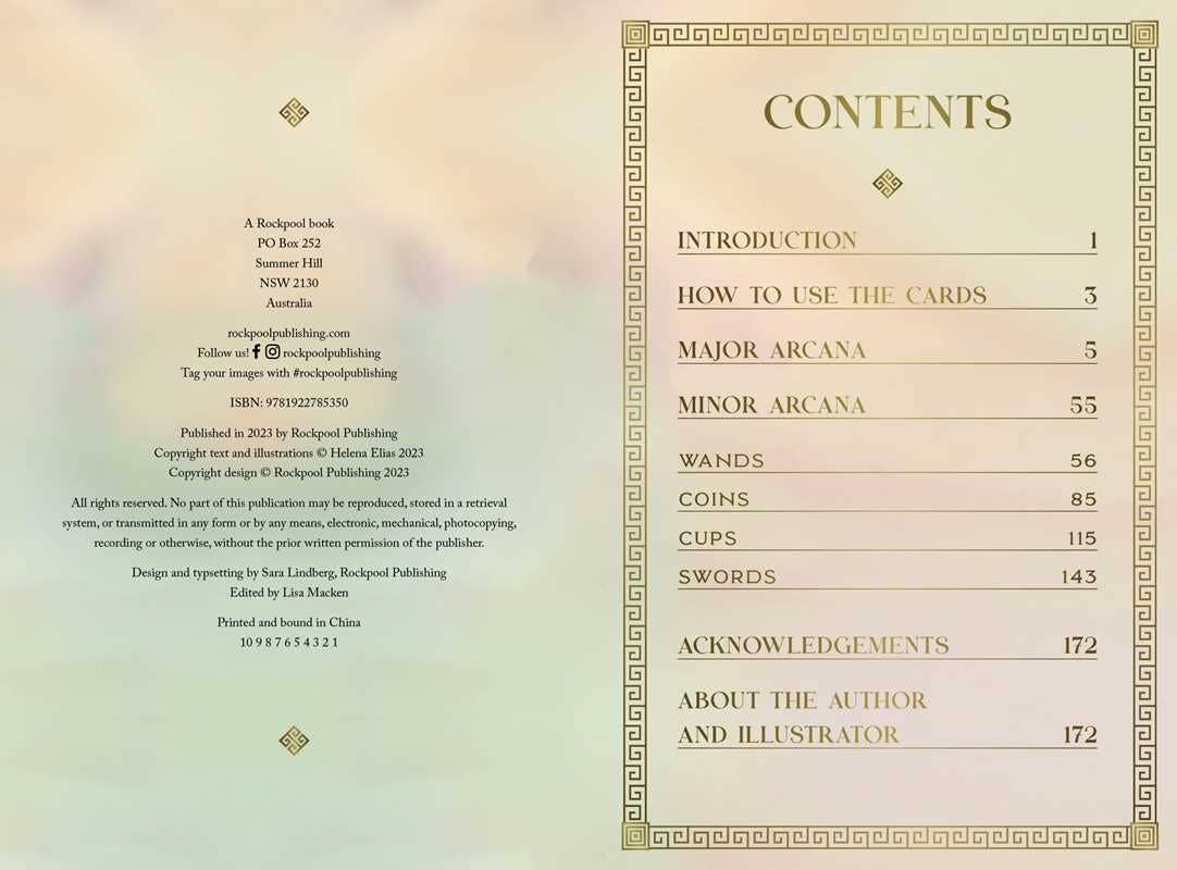 Table of contents for a book with a decorative border on a gradient background