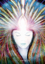 Artistic depiction of a figure with colorful, radiant hair against a starry background.