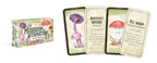 Mushroom-themed affirmation cards with packaging on a white background