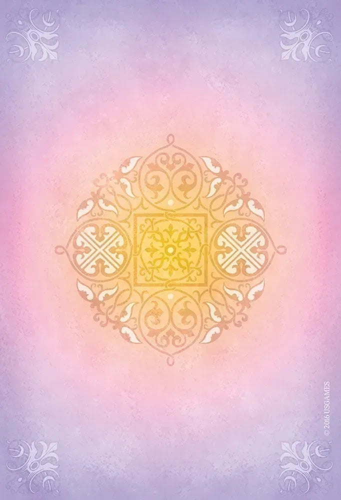 Decorative emblem on a pastel gradient background