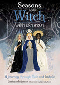 Book cover of 'Seasons of the Witch: Winter Tarot' featuring three illustrated witches.