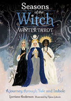 Book cover of 'Seasons of the Witch: Winter Tarot' featuring three illustrated witches.