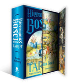 Hieronymus Bosch Tarot box set with blue cover and colorful illustrations on a white background