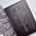Contents page of a book with text and decorative elements on a white background