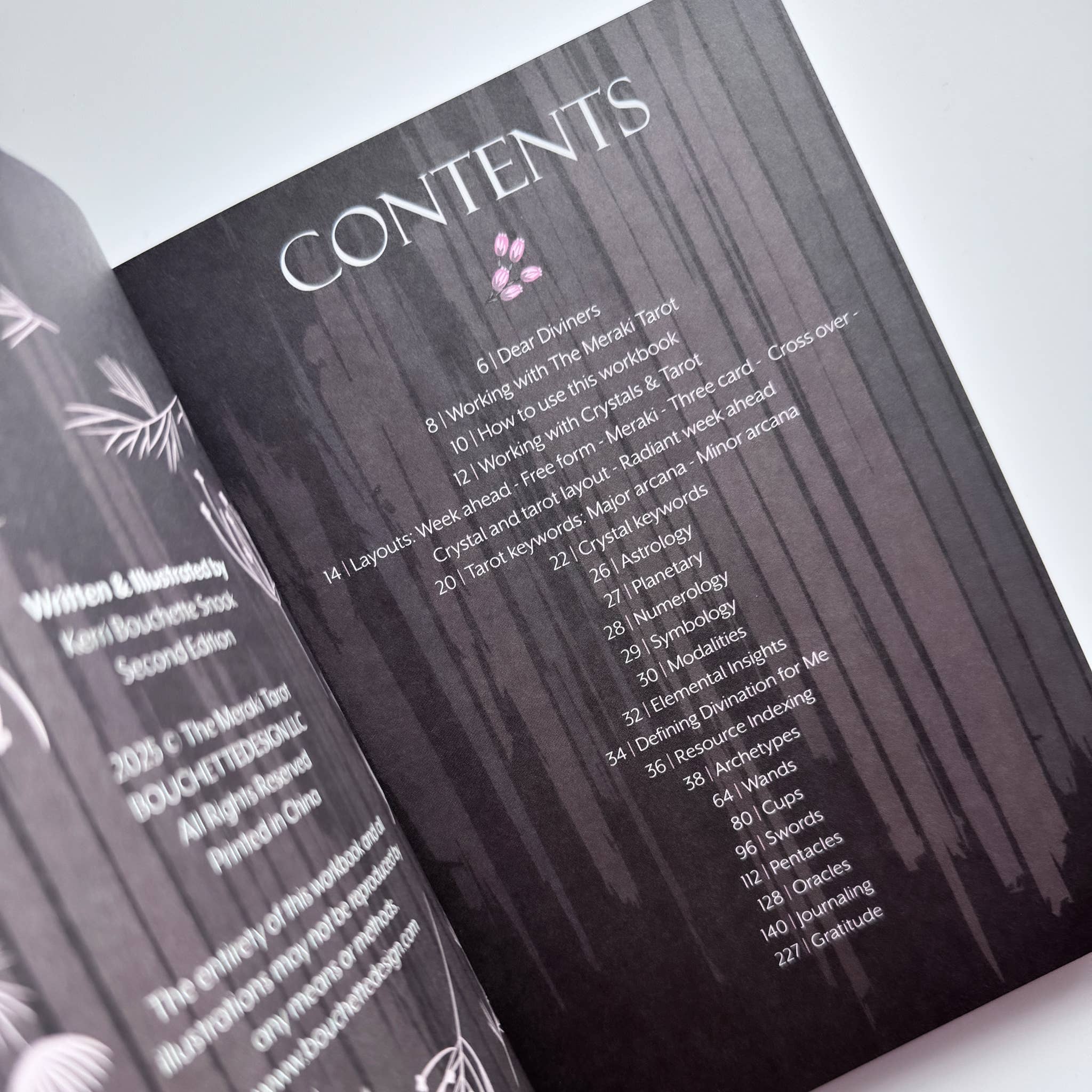 Contents page of a book with text and decorative elements on a white background