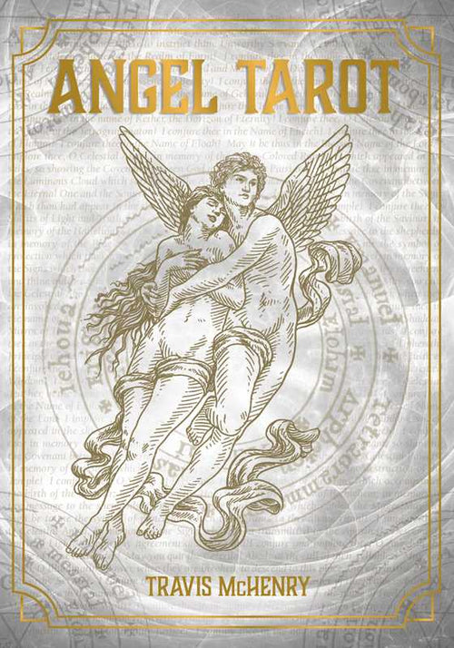 Book cover of 'Angel Tarot' with an illustration of two angels and text.