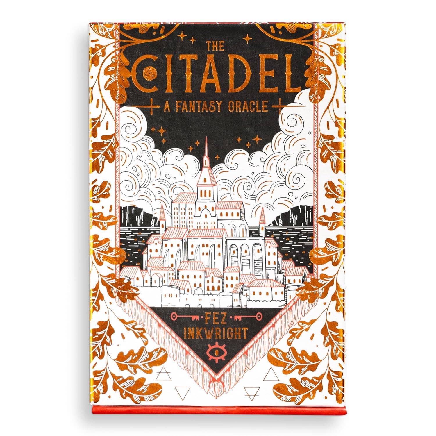 Book cover of 'The Citadel: A Fantasy Oracle' with decorative elements and castle illustration.