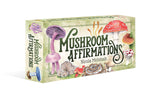 Box of 'Mushroom Affirmations' book by Nicola McIntosh with colorful mushroom illustrations on a white background.