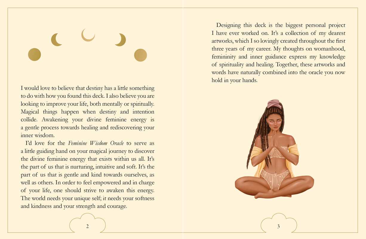Book interior with text and illustration of a woman in a meditative pose on a beige background.