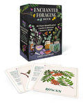 Enchanted Foraging Deck packaging with plant illustrations and text on a white background