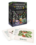 Enchanted Foraging Deck packaging with plant illustrations and text on a white background