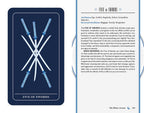 Five of Swords tarot card with text on a blue background