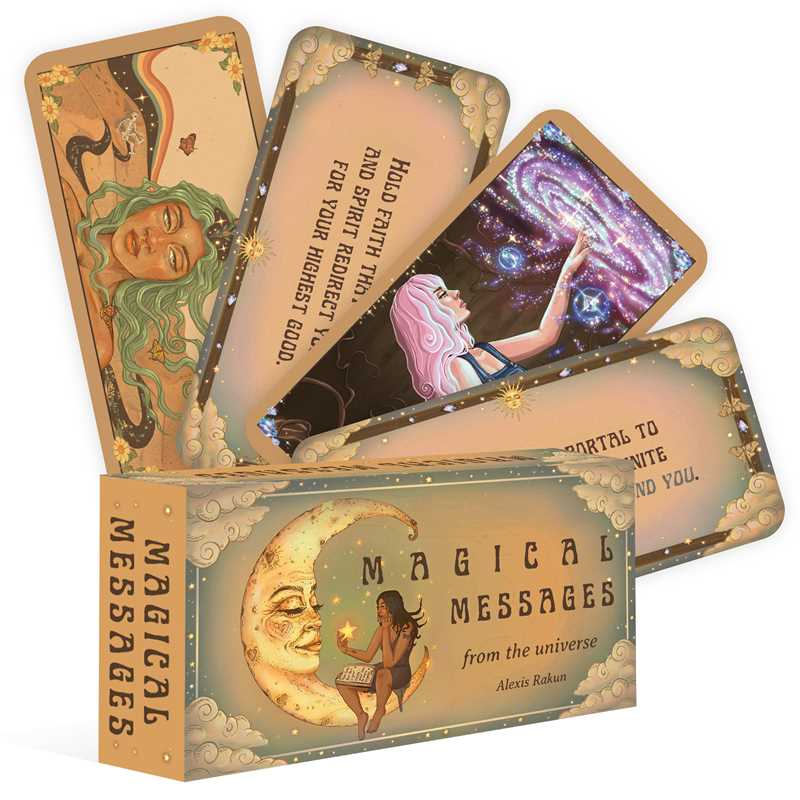 Set of tarot cards with 'Magical Messages' box on a white background