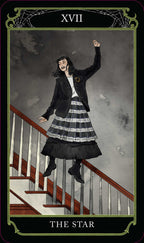 Tarot card featuring a person on a staircase with 'The Star' at the bottom