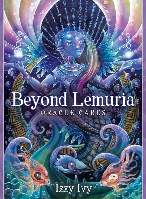 Cover of 'Beyond Lemuria Oracle Cards' by Izzy Ivy with a colorful and mystical design.