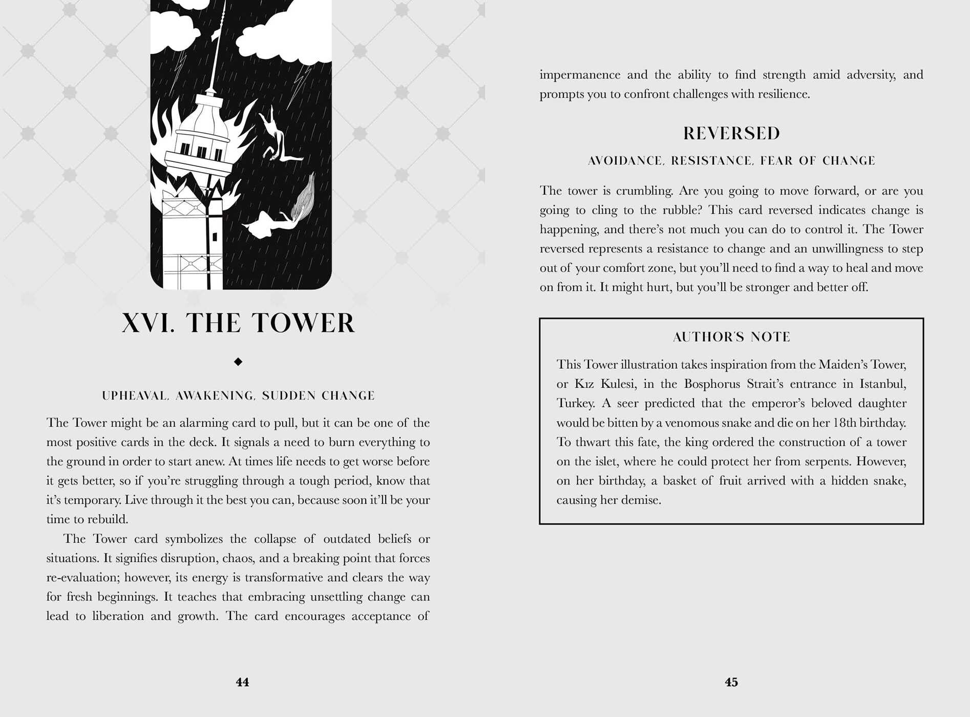 Card from a deck with illustration and text on a gray background