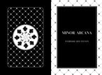 Card with floral design and text 'Minor Arcana Everyday Life Events' on a black and white checkered background