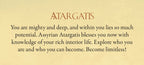 A text-based card or poster with the title 'ATARGATIS' in reddish-brown at the top, followed by a motivational message in black serif text on a warm beige background.
