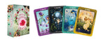 Set of tarot cards with colorful designs and a box labeled 'Crystal Alchemy Oracle'.