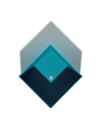 Hexagonal blue planter with a white background