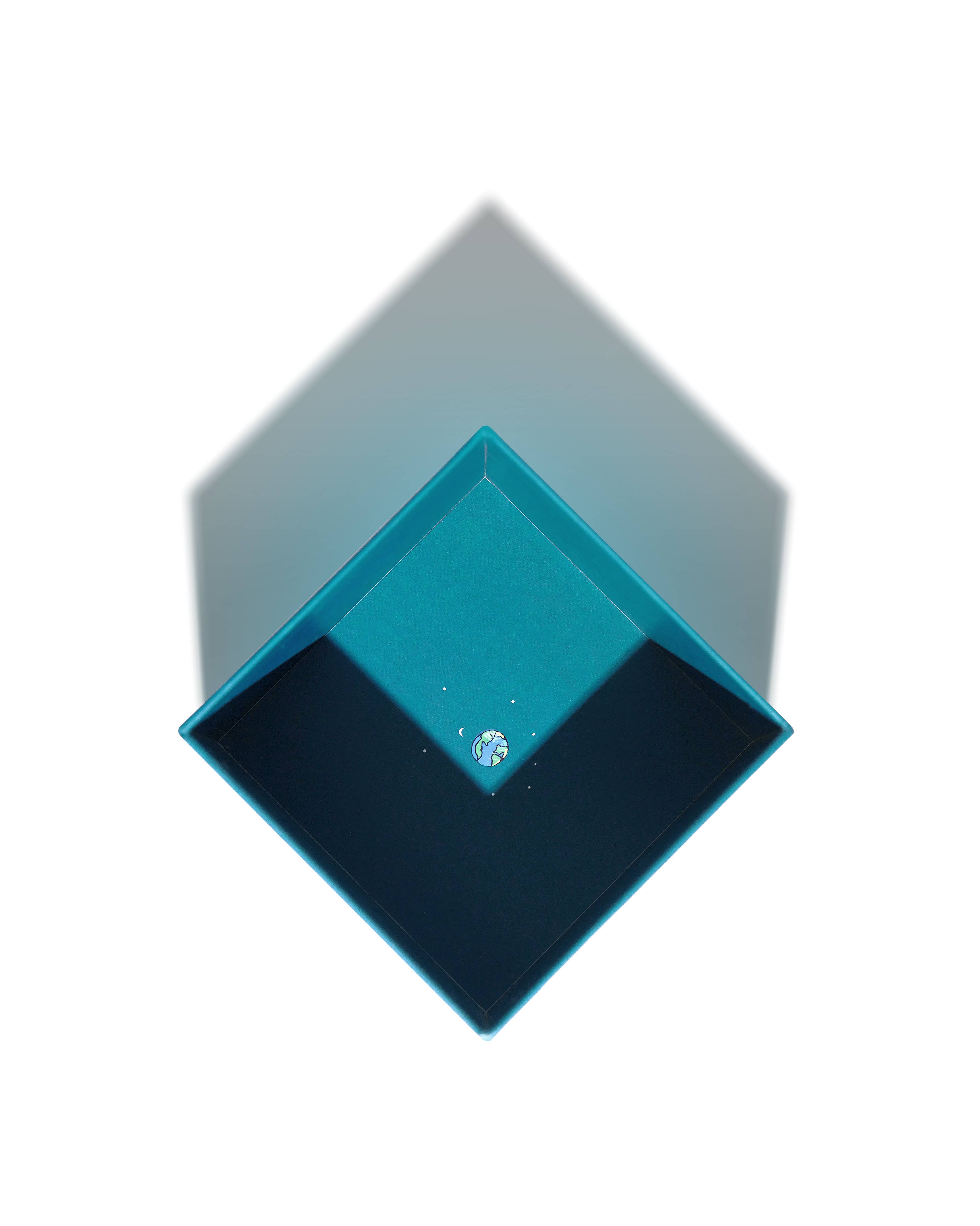 Hexagonal blue planter with a white background