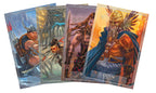 Set of fantasy-themed trading cards featuring various characters with detailed artwork.
