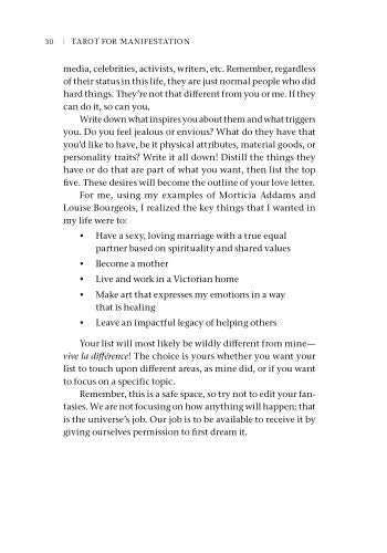 Text page from a book or document discussing manifesting desires and goals.