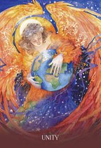 Artistic depiction of an angel holding the world with 'UNITY' at the bottom